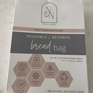 Nectar & Nest Reusable Beeswax Bread Bag - Taupe & Gray